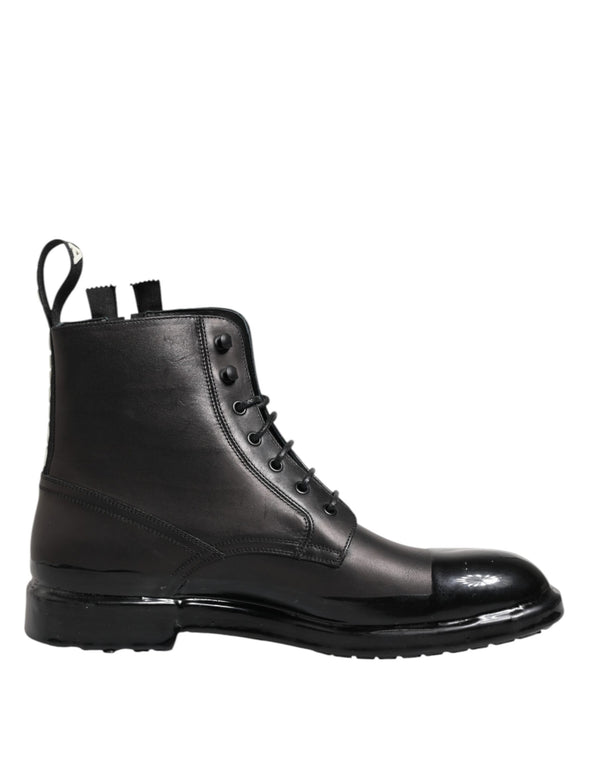 Braun Schwarz Lace Up Mid Calf Männer Stiefel Schuhe