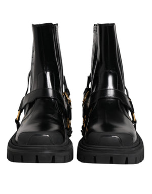 Schwarz Leder Chelsea Männer Kurze Stiefel Schuhe