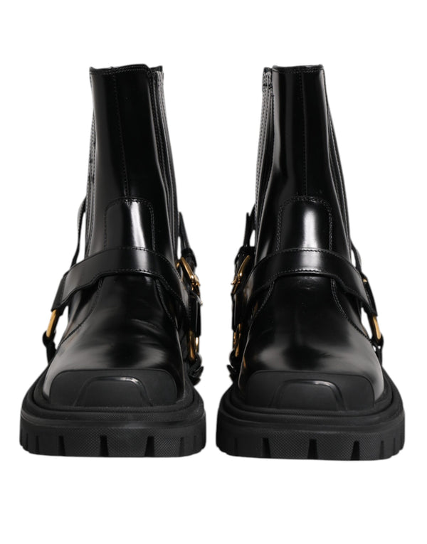 Schwarz Leder Chelsea Männer Kurze Stiefel Schuhe