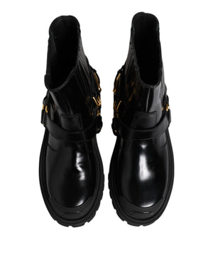 Schwarz Leder Chelsea Männer Kurze Stiefel Schuhe