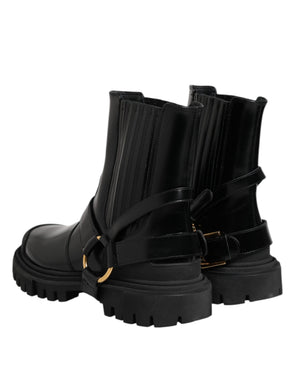 Schwarz Leder Chelsea Männer Kurze Stiefel Schuhe