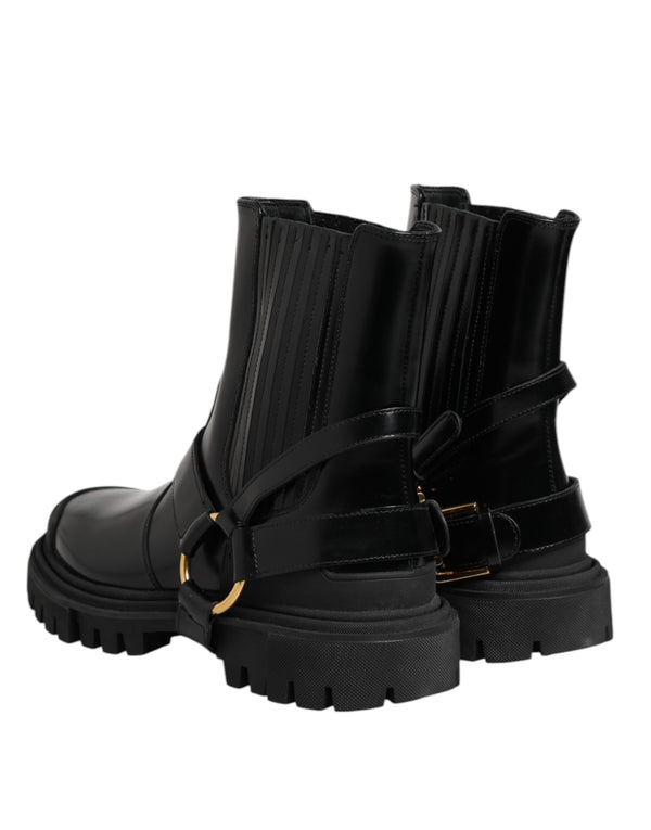 Schwarz Leder Chelsea Männer Kurze Stiefel Schuhe
