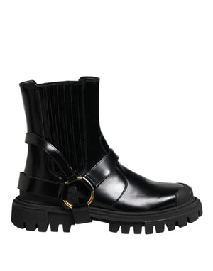 Schwarz Leder Chelsea Männer Kurze Stiefel Schuhe