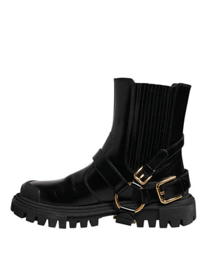 Schwarz Leder Chelsea Männer Kurze Stiefel Schuhe