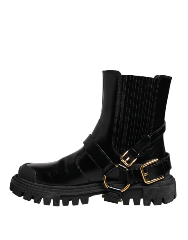 Schwarz Leder Chelsea Männer Kurze Stiefel Schuhe