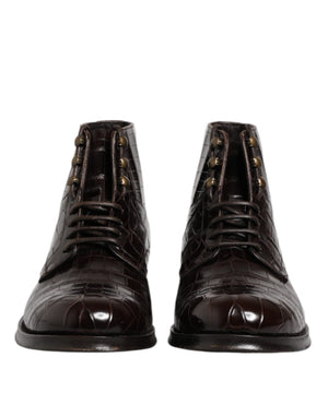 Dunkelbraune Leder Schnürstiefel Schuhe