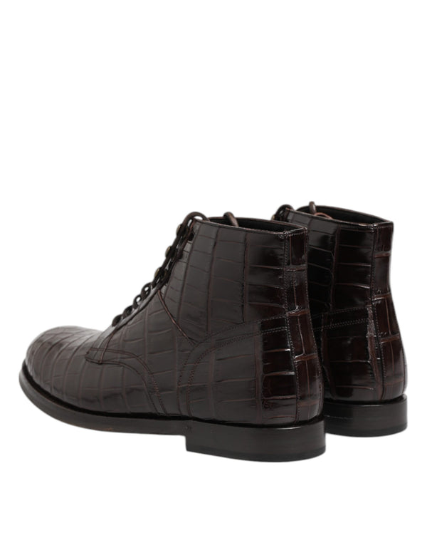 Dunkelbraune Leder Schnürstiefel Schuhe