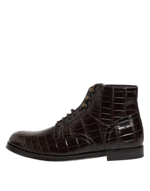 Dunkelbraune Leder Schnürstiefel Schuhe