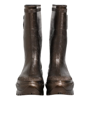 Metallic Braun Pull On Regen Stiefel Schuhe