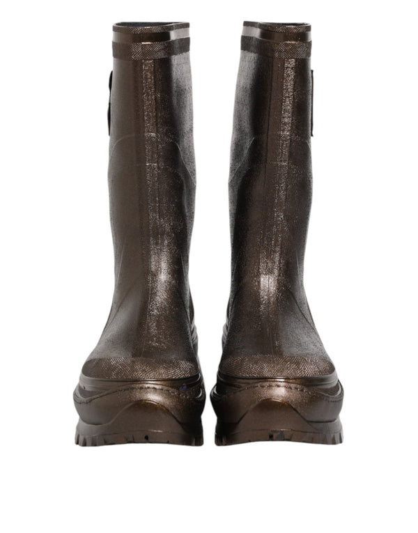 Metallic Braun Pull On Regen Stiefel Schuhe