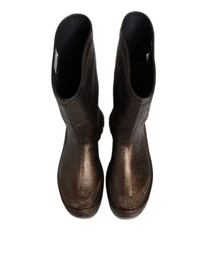 Metallic Braun Pull On Regen Stiefel Schuhe