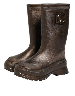 Metallic Braun Pull On Regen Stiefel Schuhe