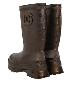 Metallic Braun Pull On Regen Stiefel Schuhe