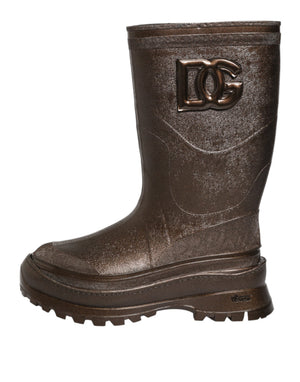 Metallic Braun Pull On Regen Stiefel Schuhe