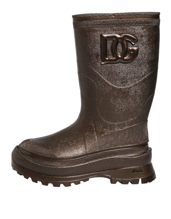 Metallic Braun Pull On Regen Stiefel Schuhe