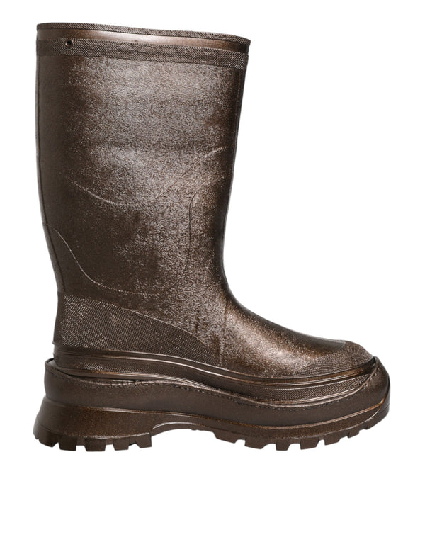 Metallic Braun Pull On Regen Stiefel Schuhe