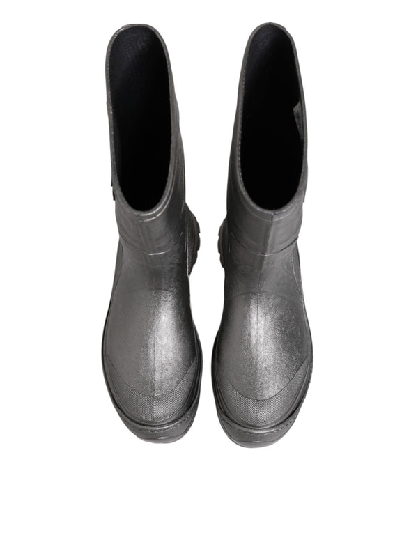 Metallic Silber Pull On Regen Stiefel Schuhe