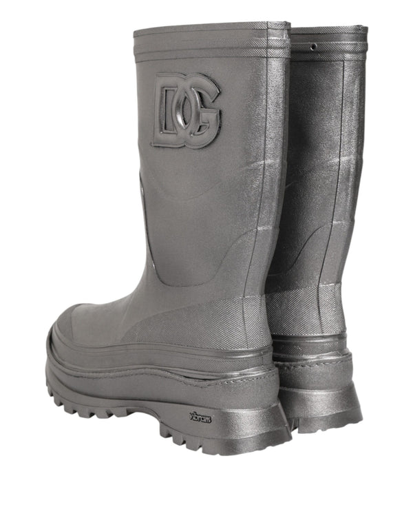 Metallic Silber Pull On Regen Stiefel Schuhe