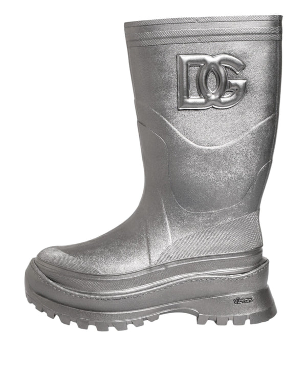 Metallic Silber Pull On Regen Stiefel Schuhe