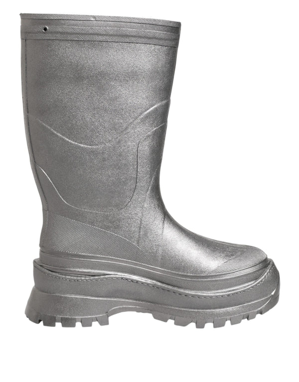 Metallic Silber Pull On Regen Stiefel Schuhe