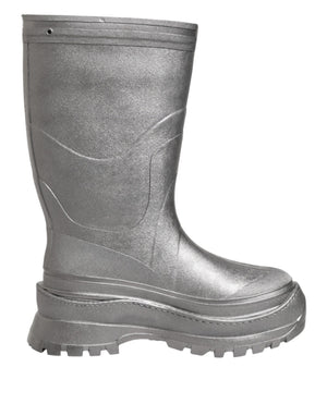 Metallic Silber Pull On Regen Stiefel Schuhe