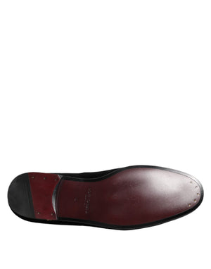 Schwarzer Samt Gold Crown Herren Loafers Schuhe