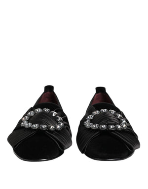 Schwarze VATICANO Crystal Ribbon Slip On Schuhe