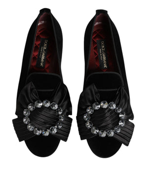 Schwarze VATICANO Crystal Ribbon Slip On Schuhe