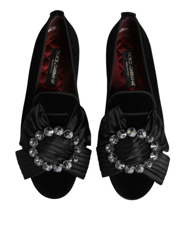 Schwarze VATICANO Crystal Ribbon Slip On Schuhe