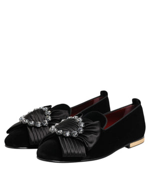 Schwarze VATICANO Crystal Ribbon Slip On Schuhe