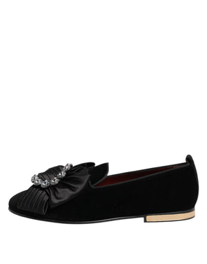 Schwarze VATICANO Crystal Ribbon Slip On Schuhe