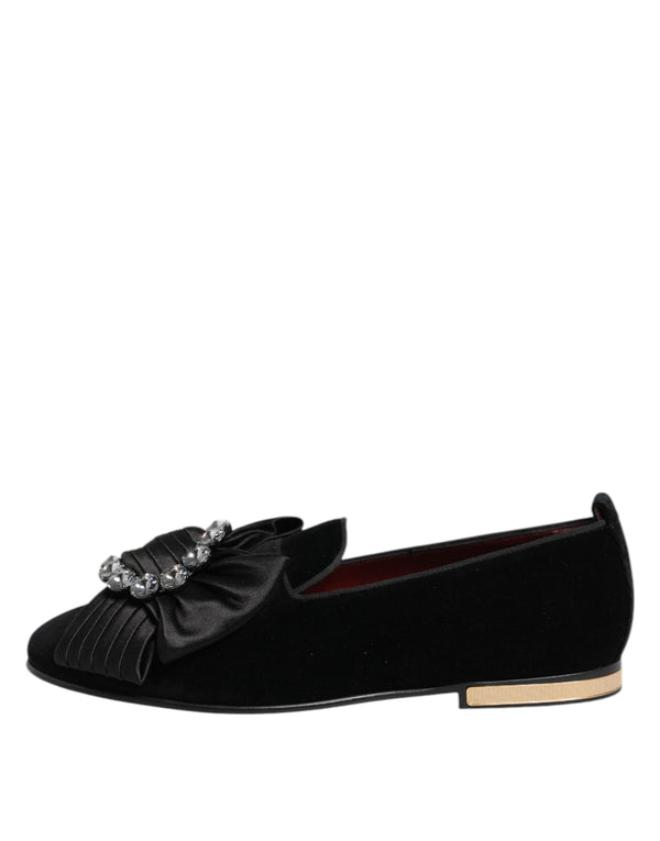 Schwarze VATICANO Crystal Ribbon Slip On Schuhe