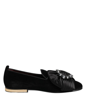 Schwarze VATICANO Crystal Ribbon Slip On Schuhe