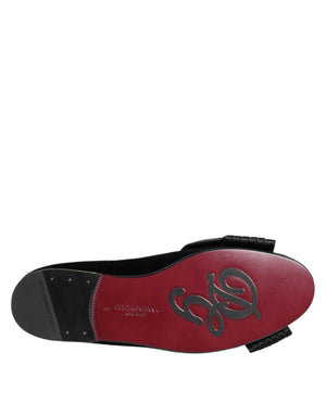 Schwarze VATICANO Crystal Ribbon Slip On Schuhe