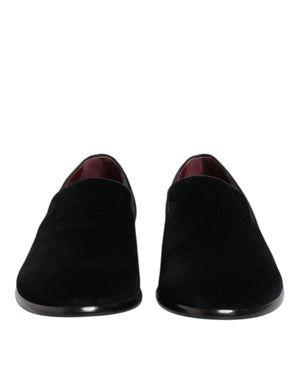 Schwarzer Samt Loafers Formal Männer Kleid Schuhe