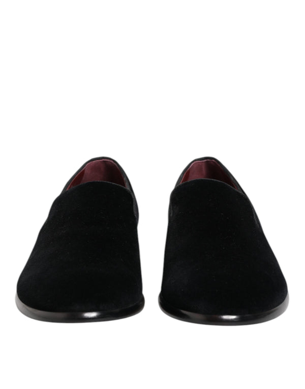 Schwarzer Samt Loafers Formal Männer Kleid Schuhe