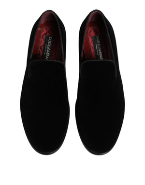 Schwarzer Samt Loafers Formal Männer Kleid Schuhe