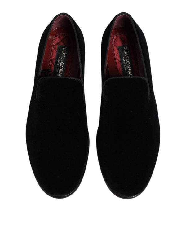 Schwarzer Samt Loafers Formal Männer Kleid Schuhe