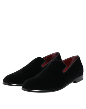 Schwarzer Samt Loafers Formal Männer Kleid Schuhe