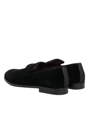Schwarzer Samt Loafers Formal Männer Kleid Schuhe