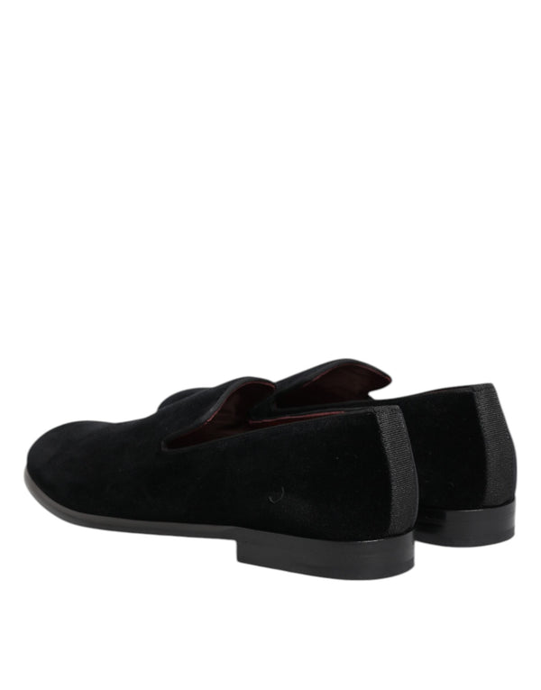 Schwarzer Samt Loafers Formal Männer Kleid Schuhe