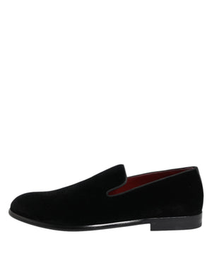 Schwarzer Samt Loafers Formal Männer Kleid Schuhe