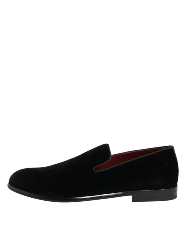 Schwarzer Samt Loafers Formal Männer Kleid Schuhe