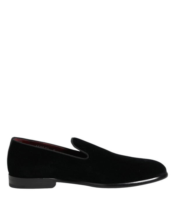 Schwarzer Samt Loafers Formal Männer Kleid Schuhe