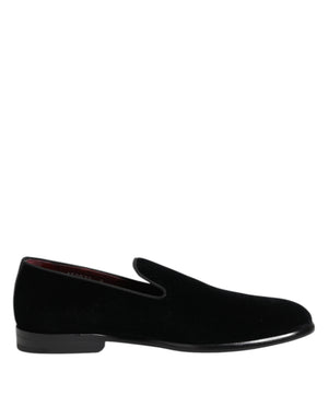 Schwarzer Samt Loafers Formal Männer Kleid Schuhe