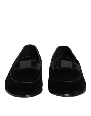 Schwarzer Samt Loafers Formal Männer Kleid Schuhe