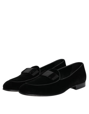 Schwarzer Samt Loafers Formal Männer Kleid Schuhe