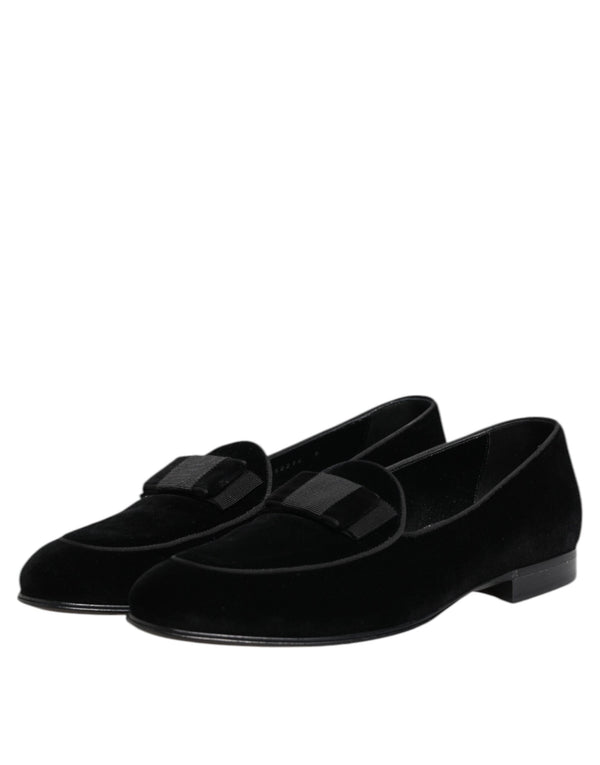 Schwarzer Samt Loafers Formal Männer Kleid Schuhe