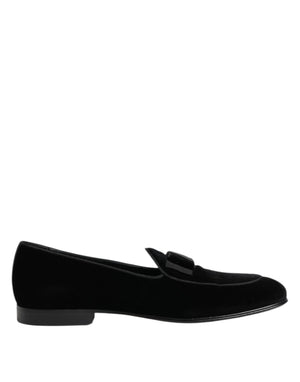 Schwarzer Samt Loafers Formal Männer Kleid Schuhe