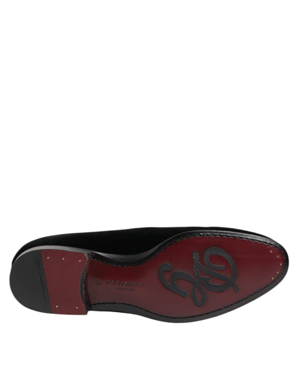 Schwarzer Samt Loafers Formal Männer Kleid Schuhe